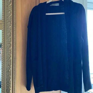 Black 100% cashmere open cardigan women size small made in Italy